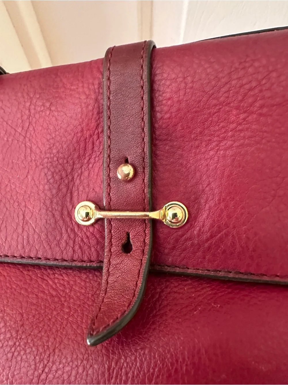 Vince Camuto Red Pebbled Leather Crossbody with Gold Hardware
